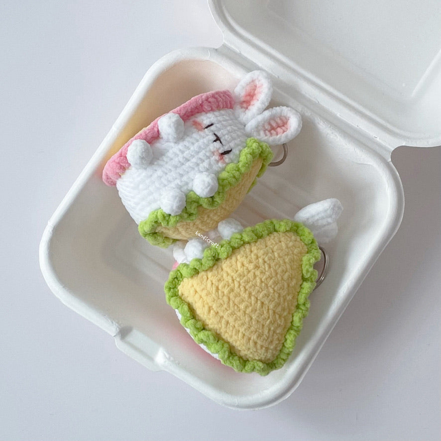 handicroft singapore handmade crochet bunny rabbit sandwich keychain amigurumi