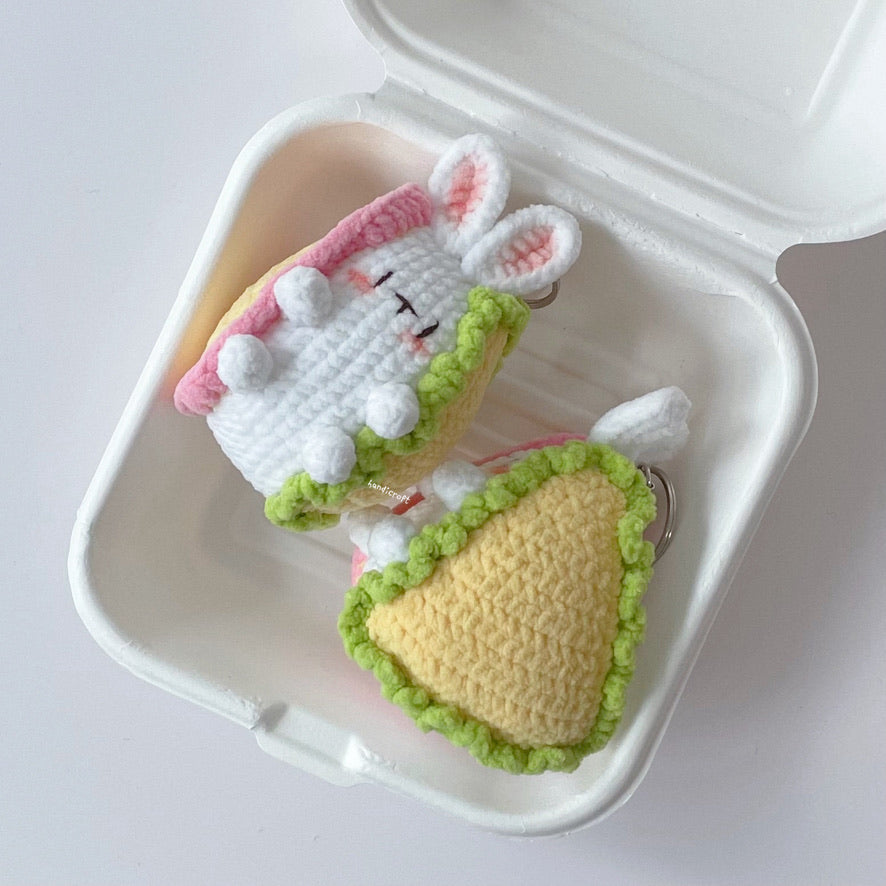 handicroft singapore handmade crochet bunny rabbit sandwich keychain amigurumi