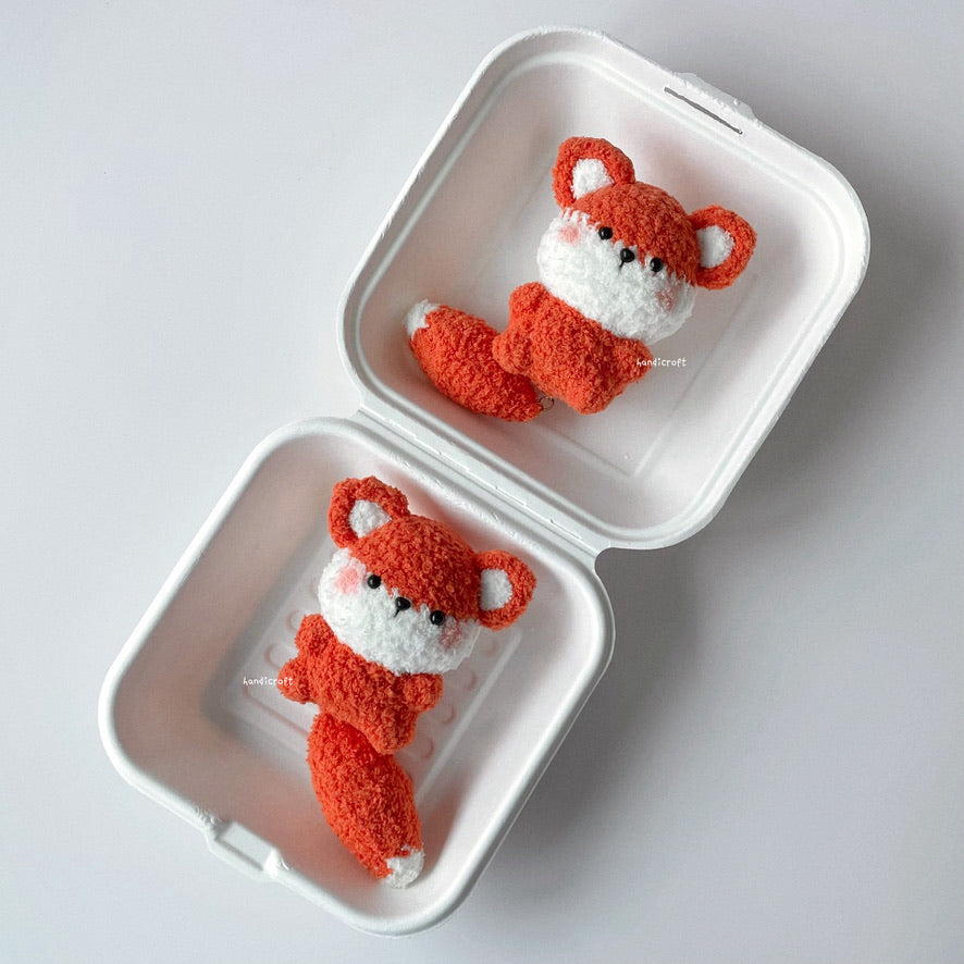handicroft singapore handmade crochet chubby fox wagging tail amigurumi keychain