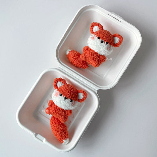 handicroft singapore handmade crochet chubby fox wagging tail amigurumi keychain