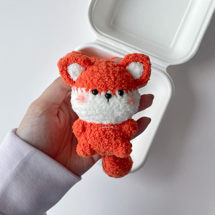 handicroft singapore handmade crochet chubby fox wagging tail amigurumi keychain