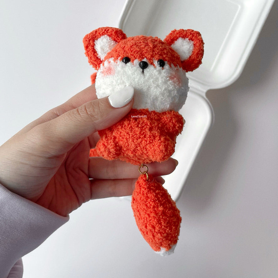 handicroft singapore handmade crochet chubby fox wagging tail amigurumi keychain
