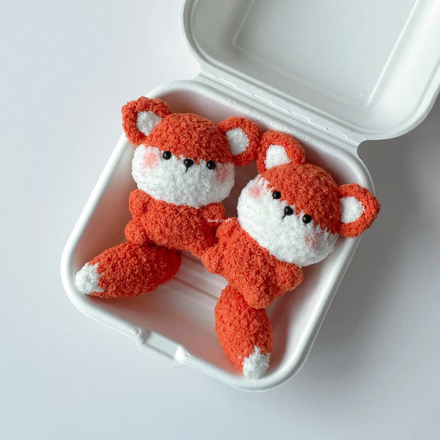 handicroft singapore handmade crochet chubby fox wagging tail amigurumi keychain