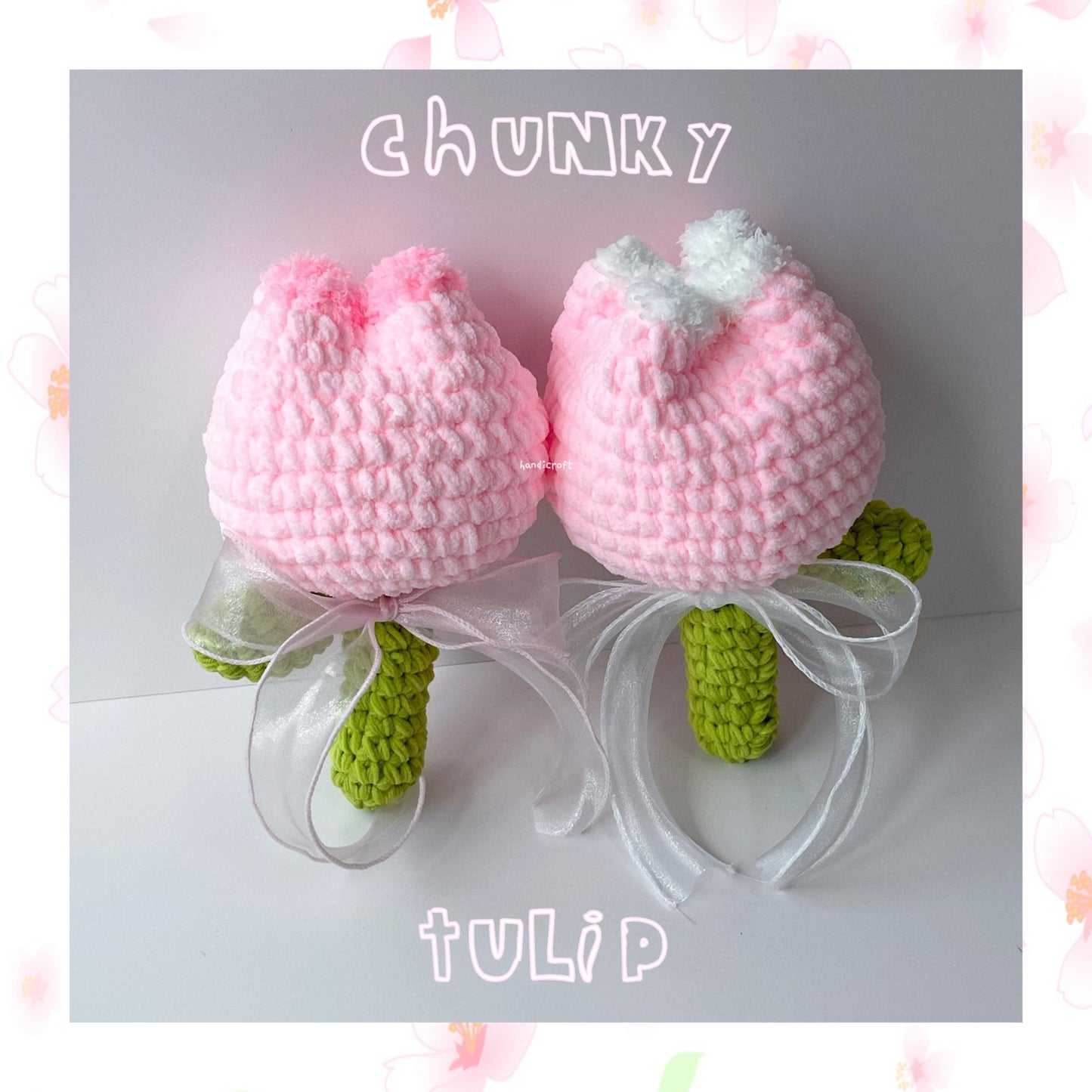 handicroft singapore handmade crochet chunky tulip bouquet pink chubby tulip
