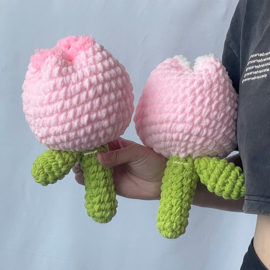 handicroft singapore handmade crochet chunky tulip bouquet pink chubby tulip