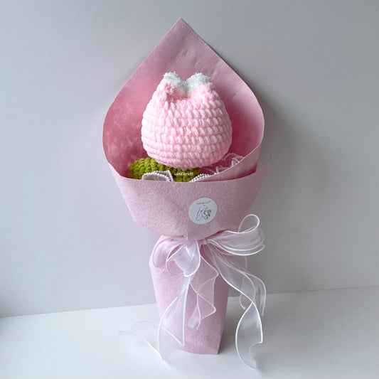 handicroft singapore handmade crochet chunky tulip bouquet pink chubby tulip