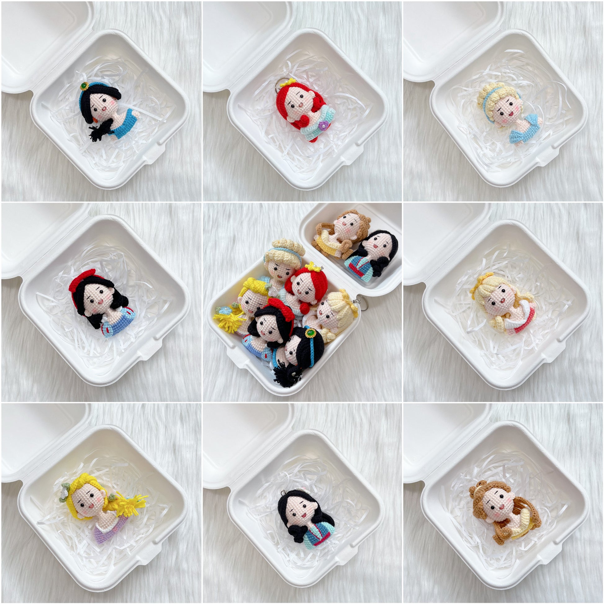 handicroft singapore handmade crochet disney dream princess character amigurumi keychain