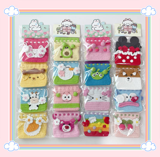 handicroft singapore handmade crochet drawstring pouch accessory cartoon character 16 designs