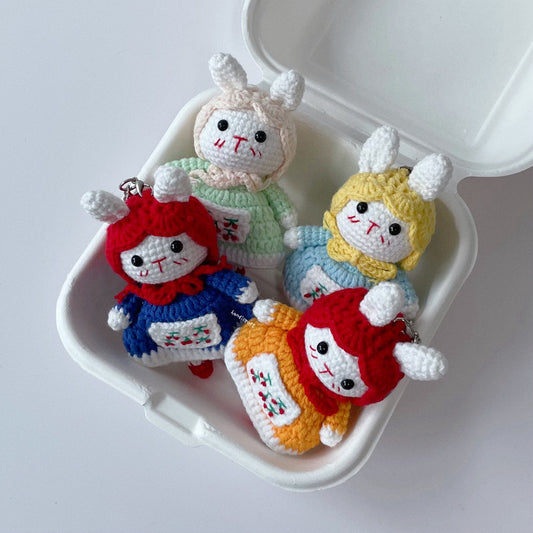 handicroft singapore handmade crochet dressed up bunnies rabbit amigurumi keychain