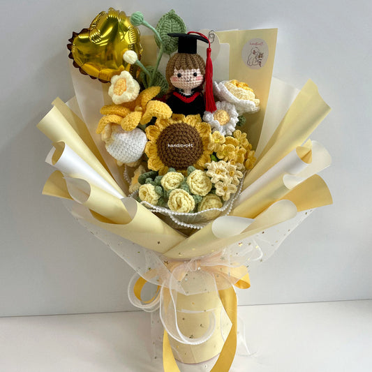 handicroft singapore handmade crochet everlasting graduation flower bouquet cherished memories 6 colours yellow