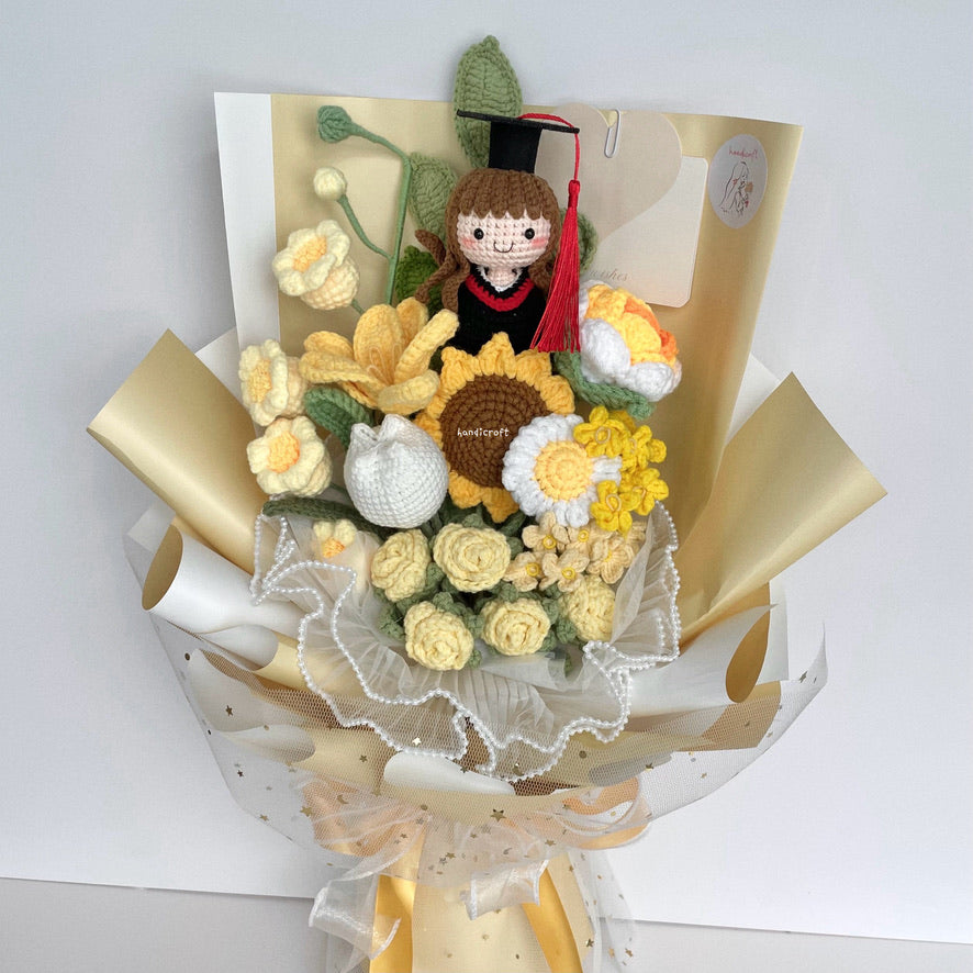 handicroft singapore handmade crochet everlasting graduation flower bouquet cherished memories in 6 colours big yellow