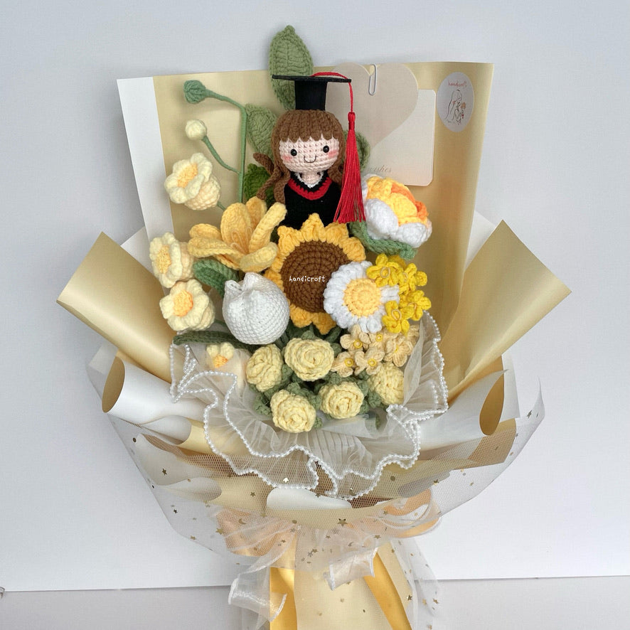 handicroft singapore handmade crochet everlasting graduation flower bouquet cherished memories in 6 colours big yellow
