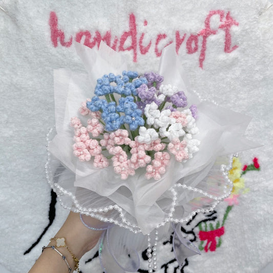 handicroft singapore handmade crochet flower bouquet pastel baby's breaths