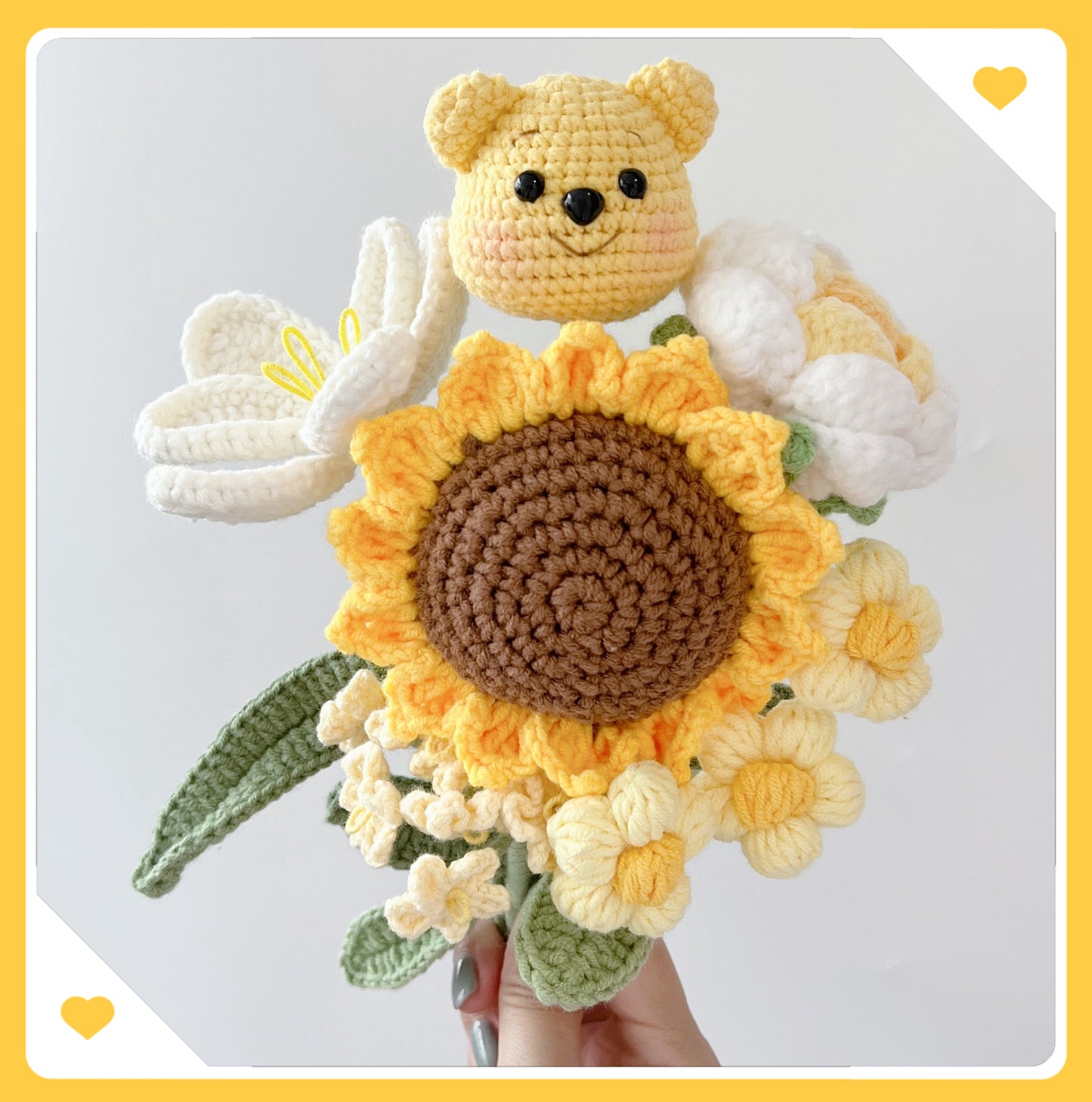 handicroft singapore handmade crochet flower bouquet pooh of sunshine winnie the pooh yellow and white sunflower theme