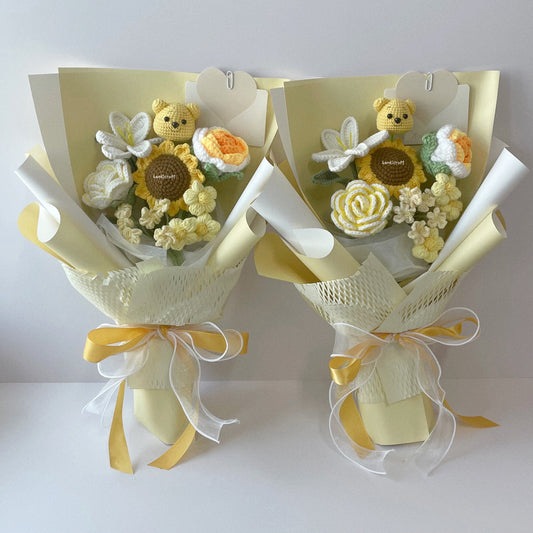 handicroft singapore handmade crochet flower bouquet pooh of sunshine winnie the pooh yellow and white sunflower theme