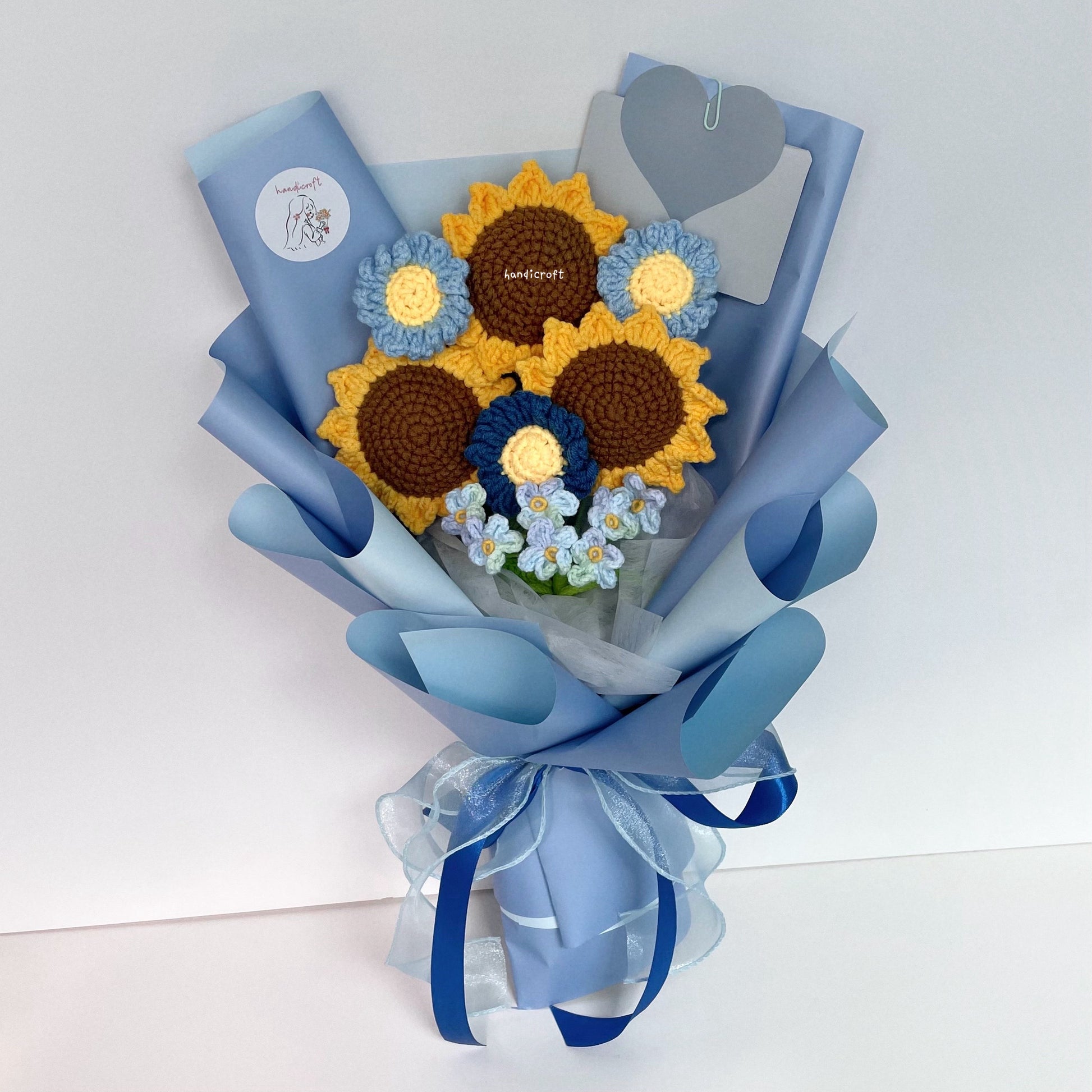 handicroft singapore handmade crochet flower bouquet sunflower trio
