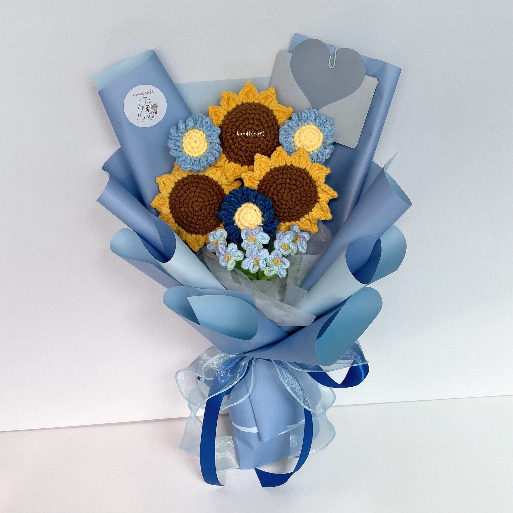 handicroft singapore handmade crochet flower bouquet sunflower trio