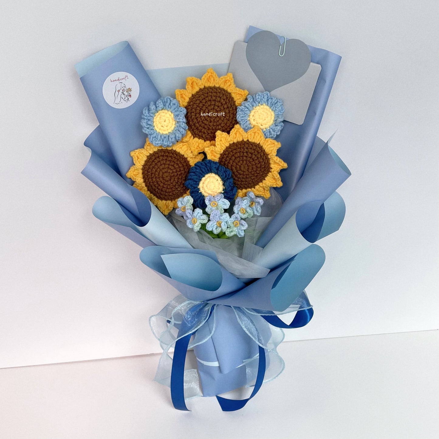 handicroft singapore handmade crochet flower bouquet sunflower trio