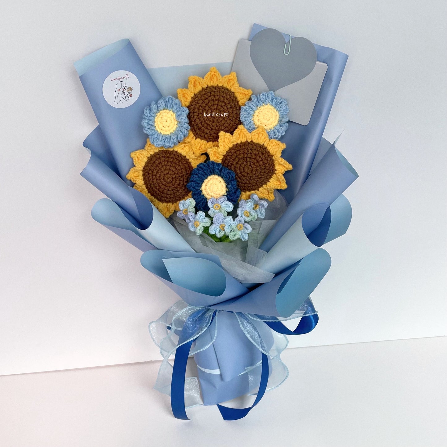 handicroft singapore handmade crochet flower bouquet sunflower trio