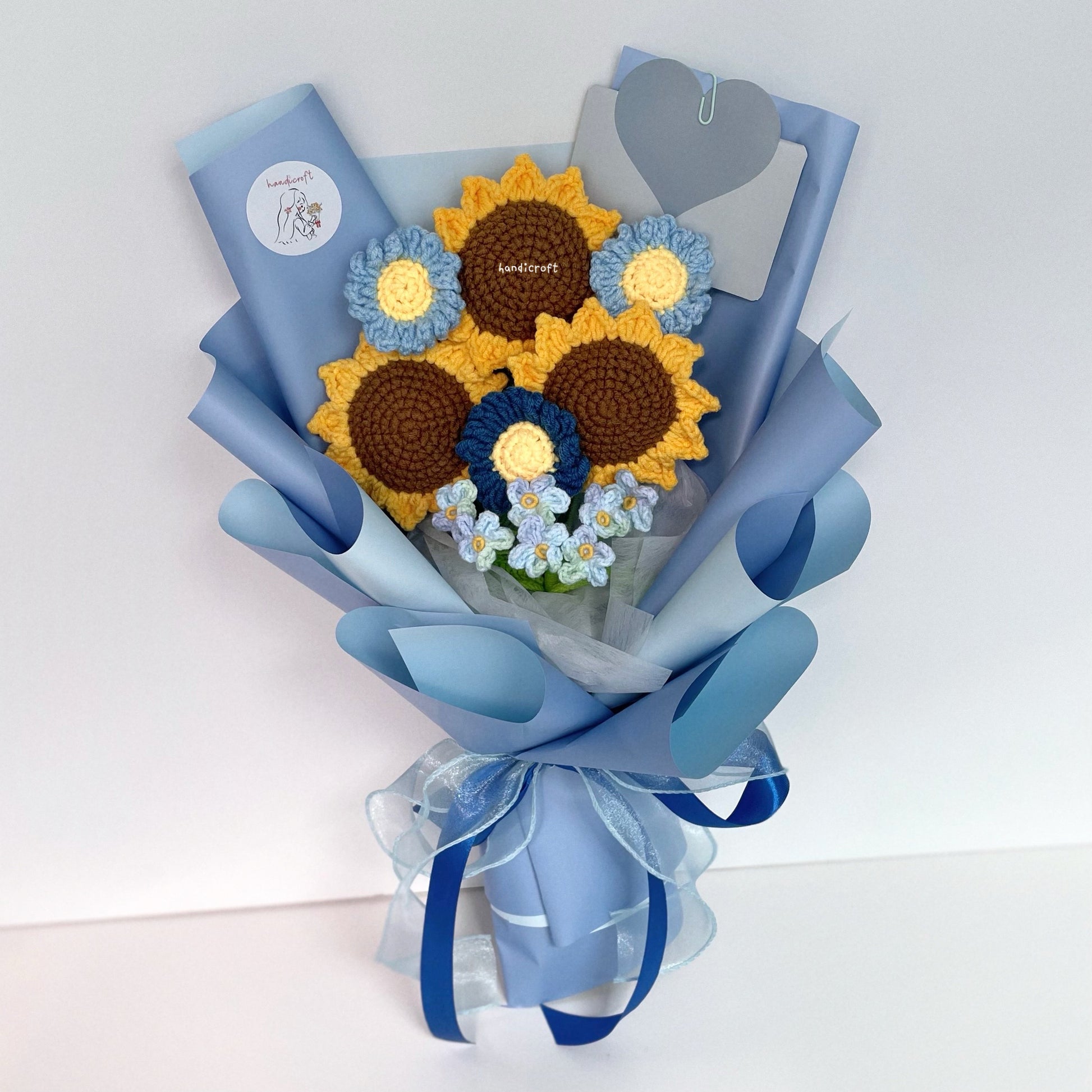 handicroft singapore handmade crochet flower bouquet sunflower trio
