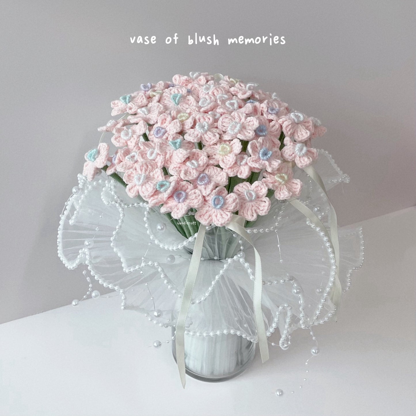 handicroft singapore handmade crochet flower bouquet vase arrangement vase of blush memories