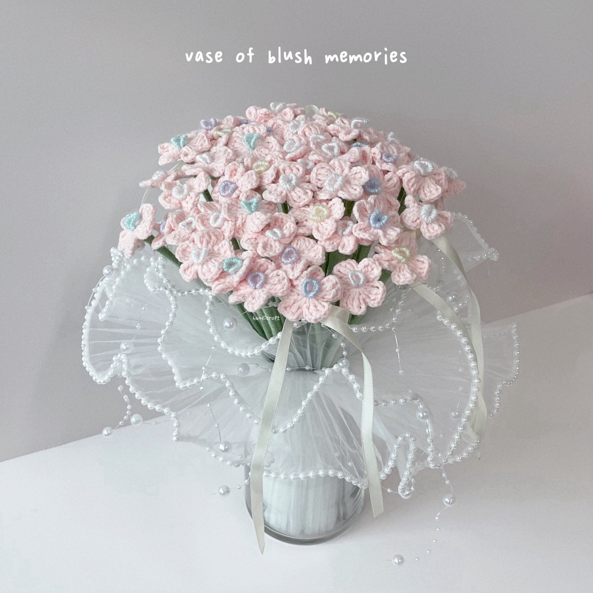 handicroft singapore handmade crochet flower bouquet vase arrangement vase of blush memories