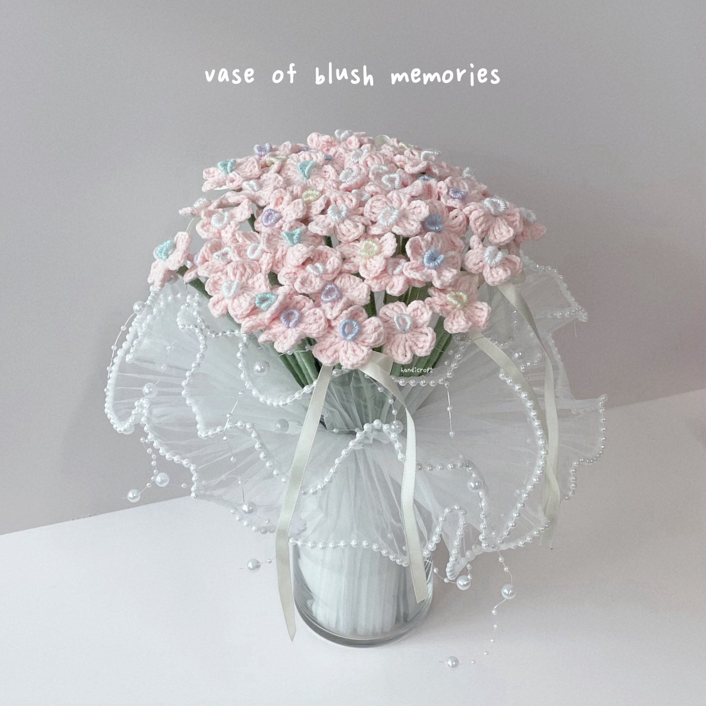 handicroft singapore handmade crochet flower bouquet vase arrangement vase of blush memories