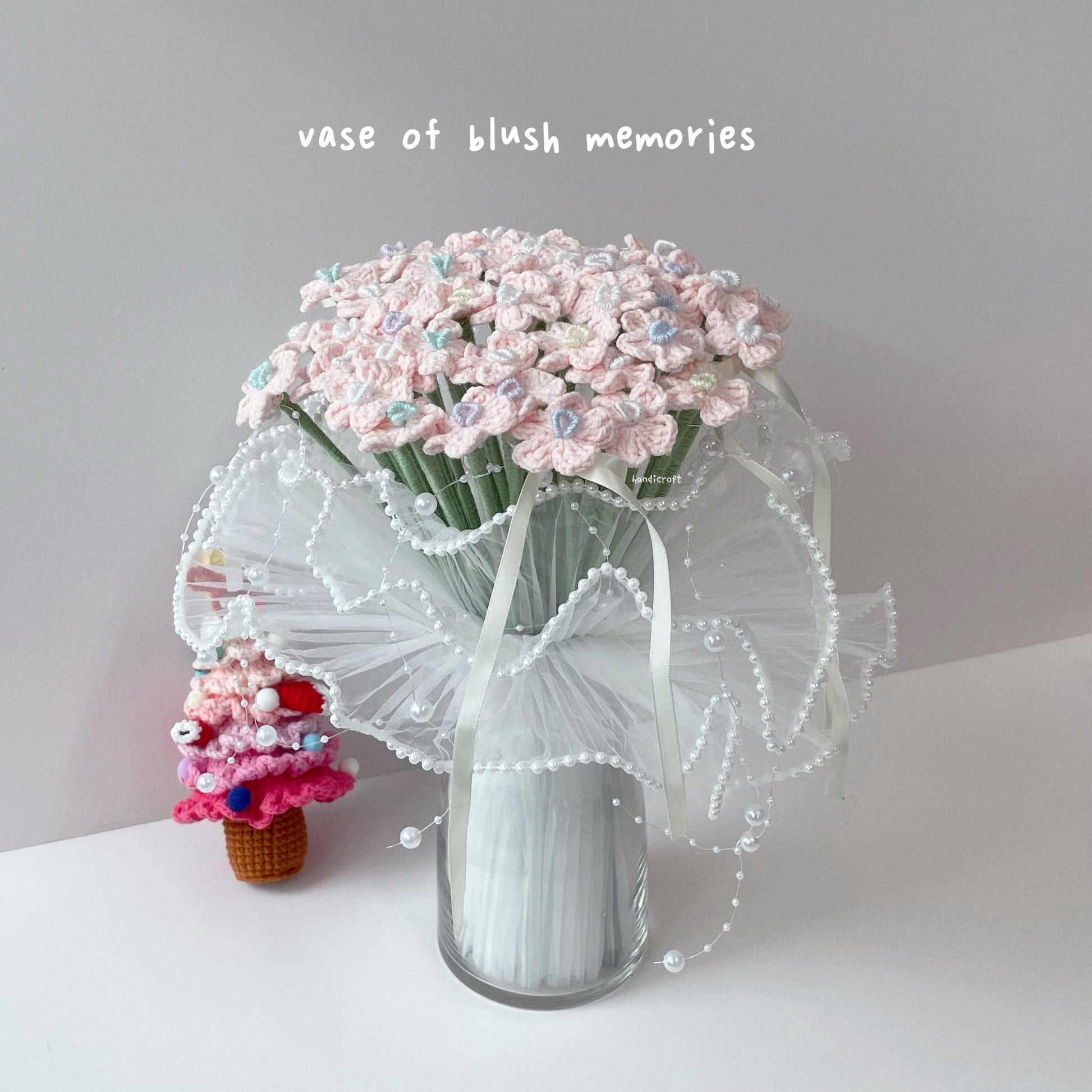 handicroft singapore handmade crochet flower bouquet vase arrangement vase of blush memories