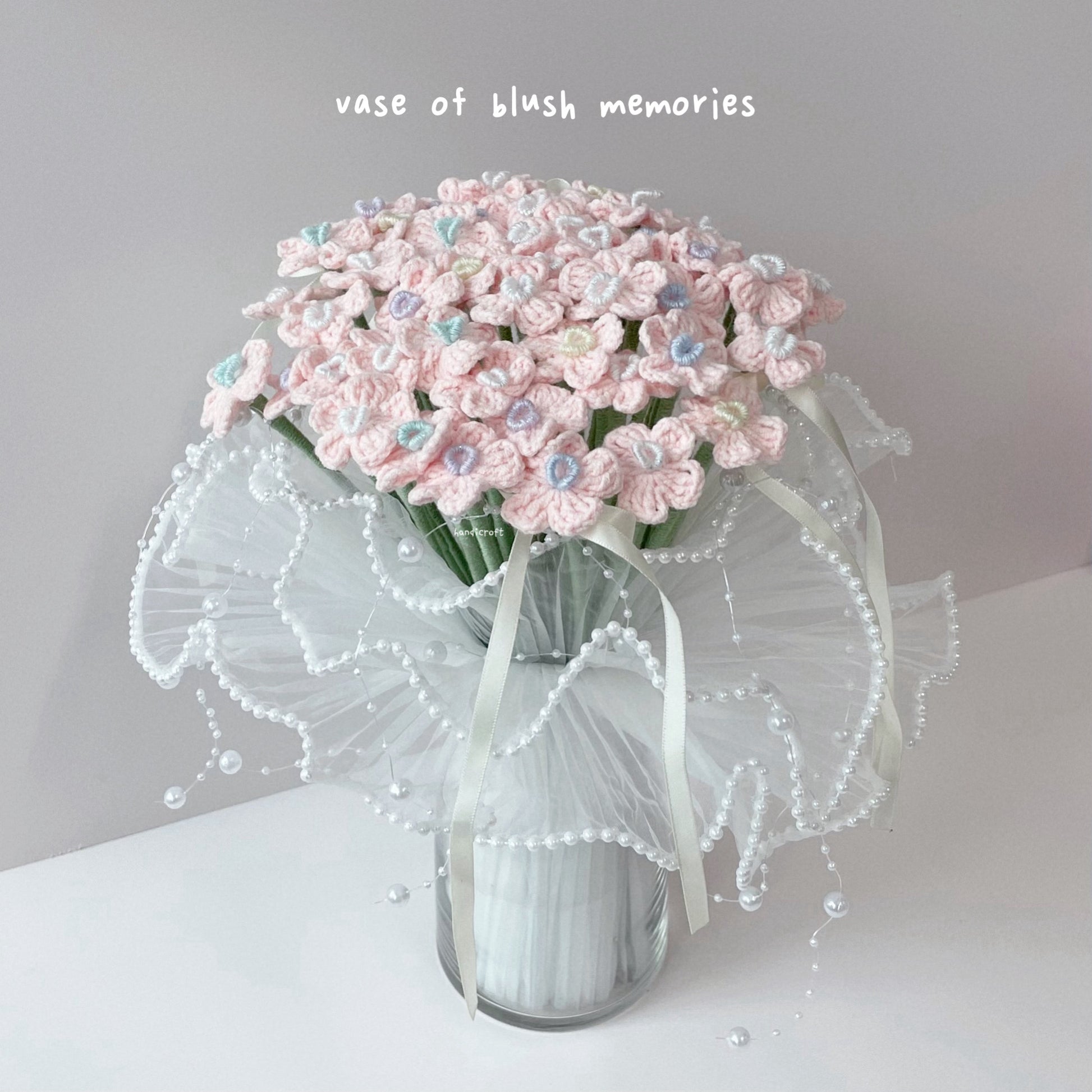 handicroft singapore handmade crochet flower bouquet vase arrangement vase of blush memories
