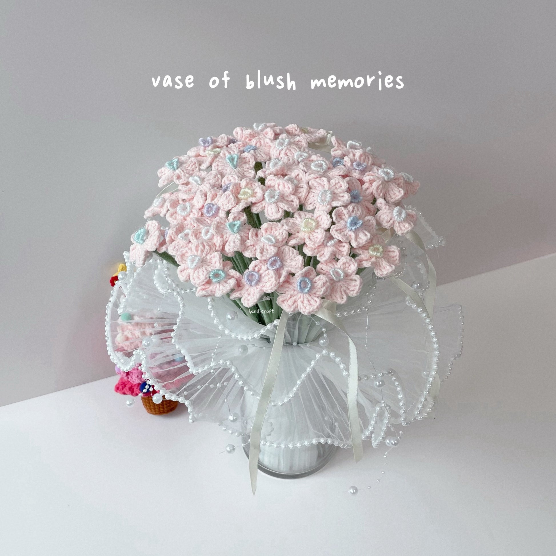 handicroft singapore handmade crochet flower bouquet vase arrangement vase of blush memories
