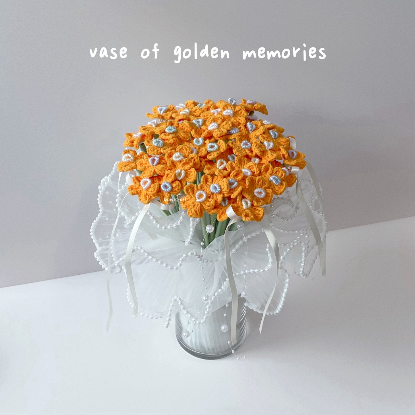 handicroft singapore handmade crochet flower bouquet vase arrangement vase of golden memories