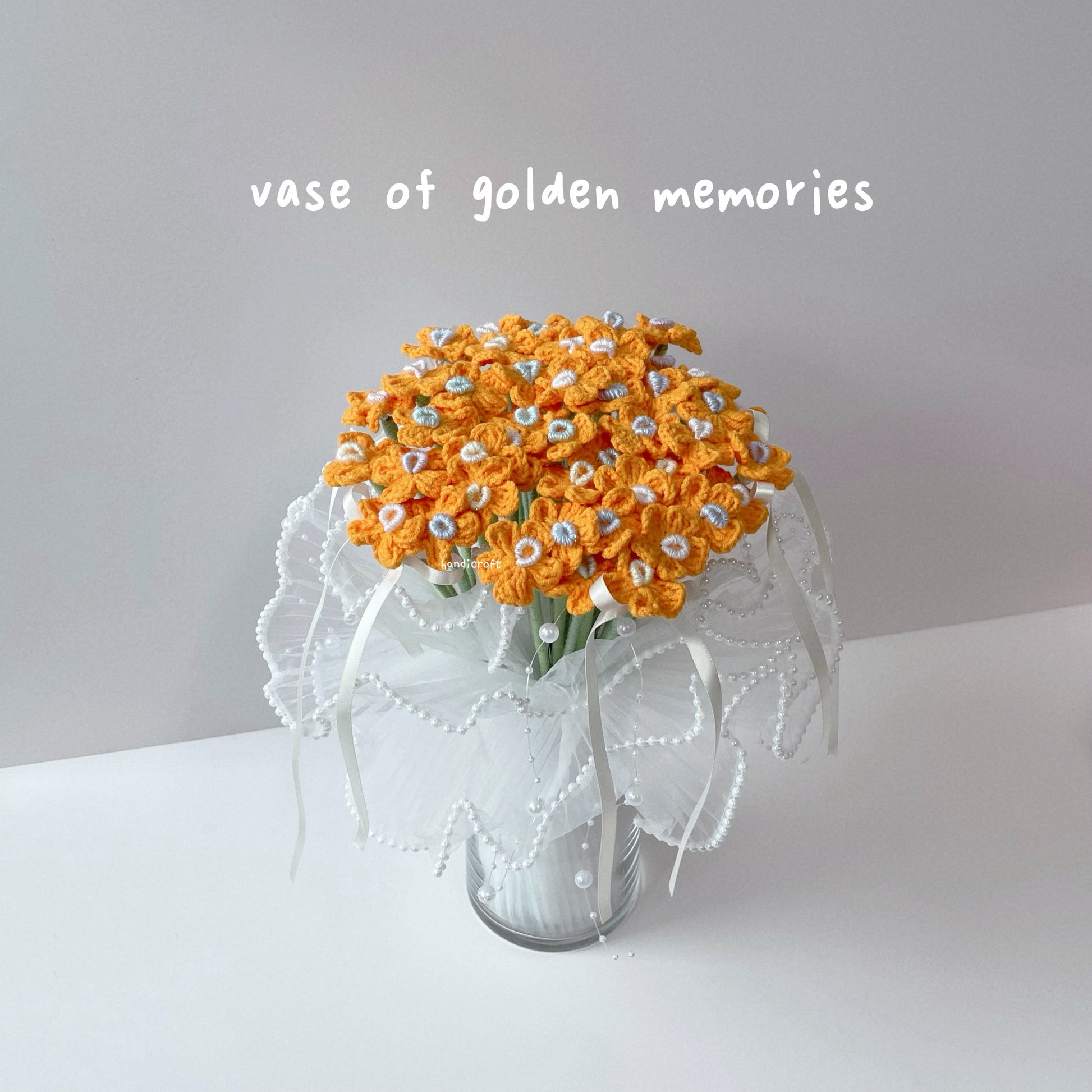 handicroft singapore handmade crochet flower bouquet vase arrangement vase of golden memories