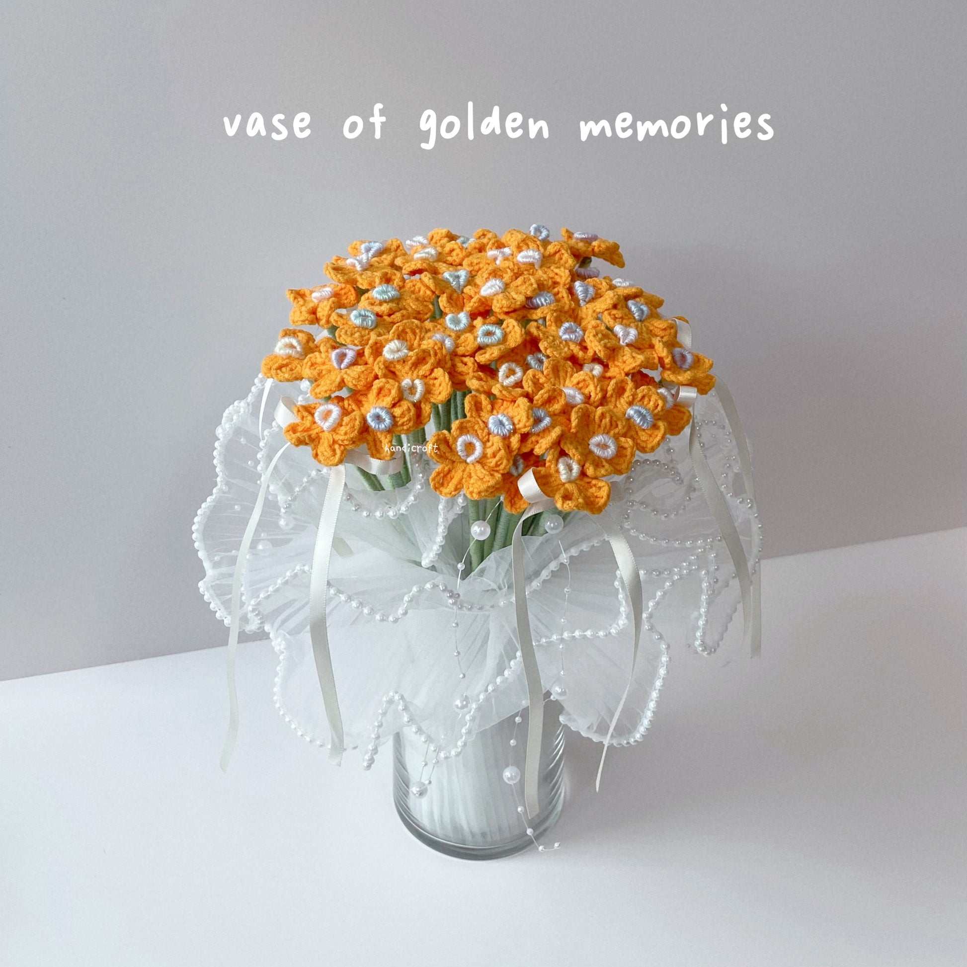 handicroft singapore handmade crochet flower bouquet vase arrangement vase of golden memories