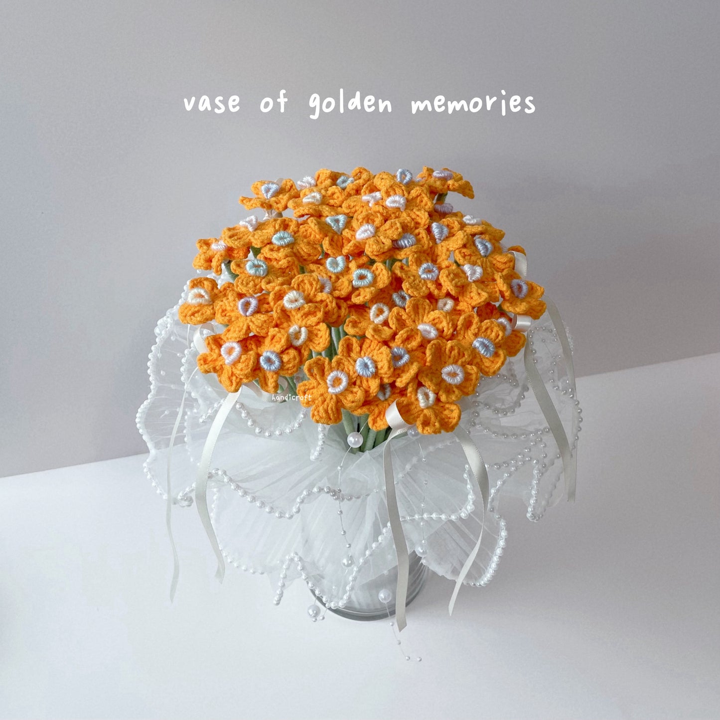 handicroft singapore handmade crochet flower bouquet vase arrangement vase of golden memories