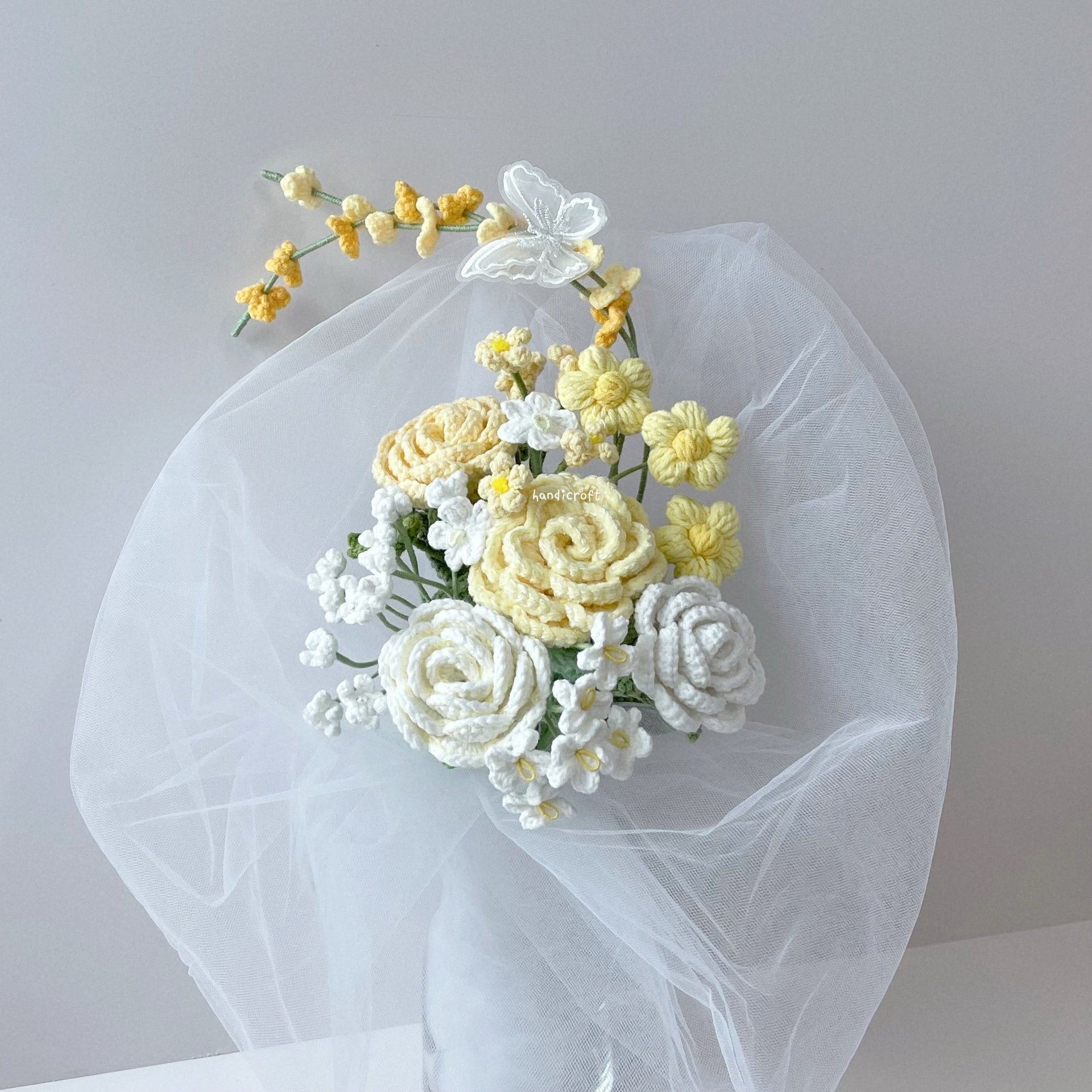 handicroft singapore handmade crochet flower bouquet vase arrangement vase of sun-kissed serenity