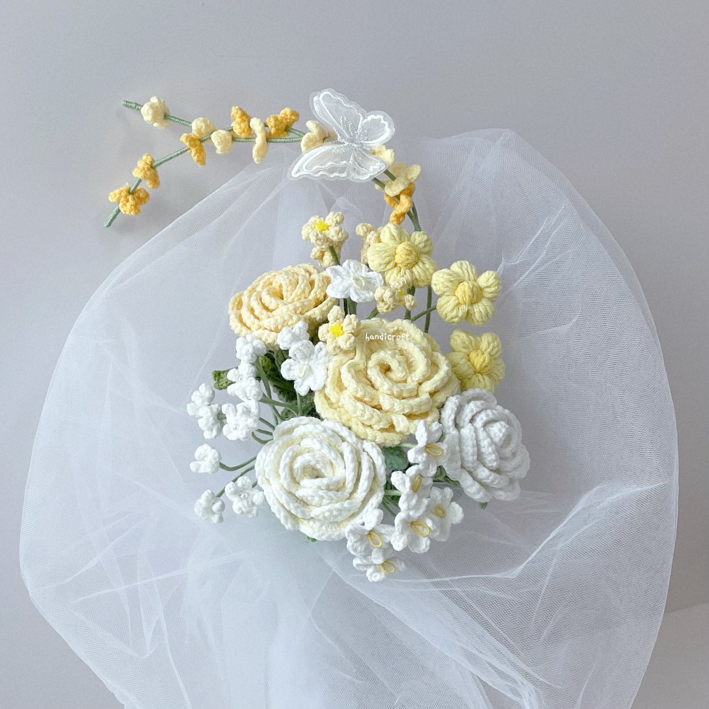 handicroft singapore handmade crochet flower bouquet vase arrangement vase of sun-kissed serenity