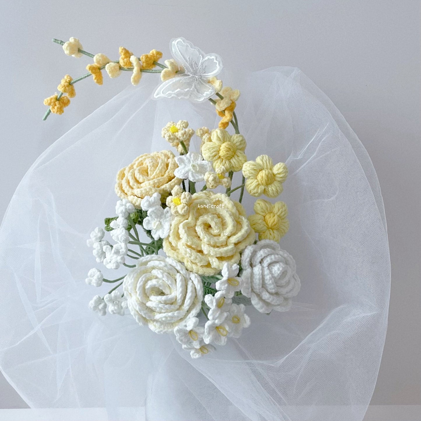 handicroft singapore handmade crochet flower bouquet vase arrangement vase of sun-kissed serenity