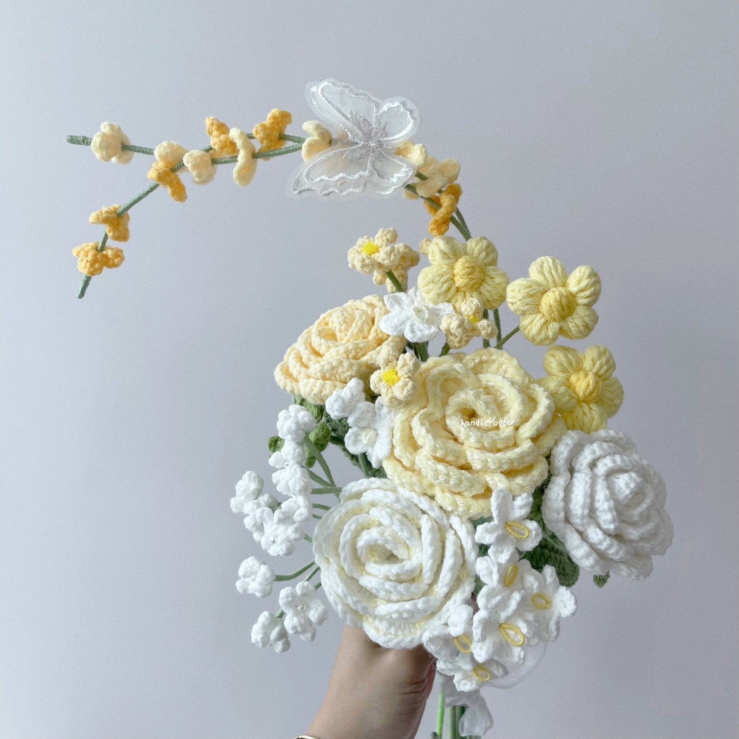 handicroft singapore handmade crochet flower bouquet vase arrangement vase of sun-kissed serenity