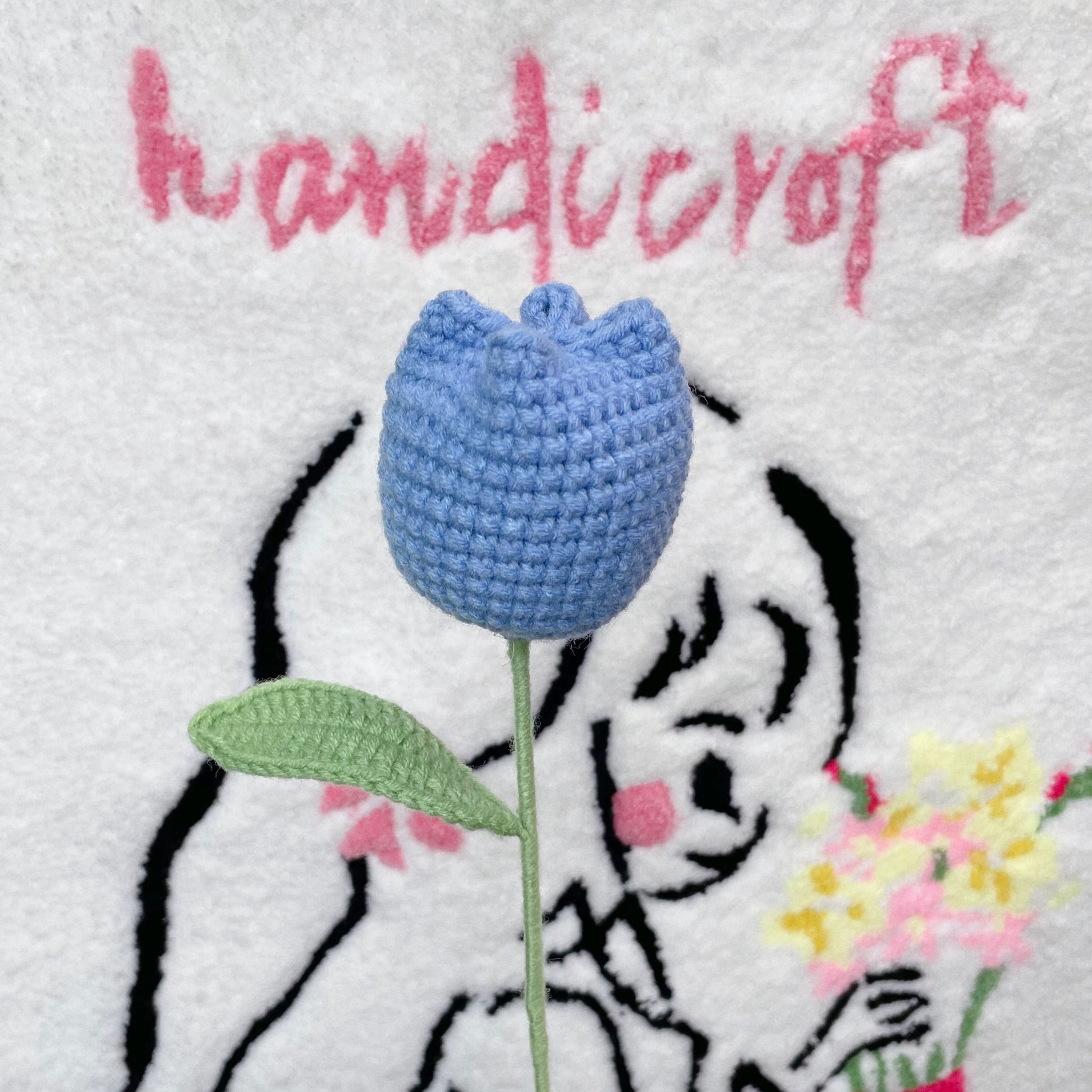 handicroft singapore handmade crochet flower single stalk chubby tulip in 11 colours blue