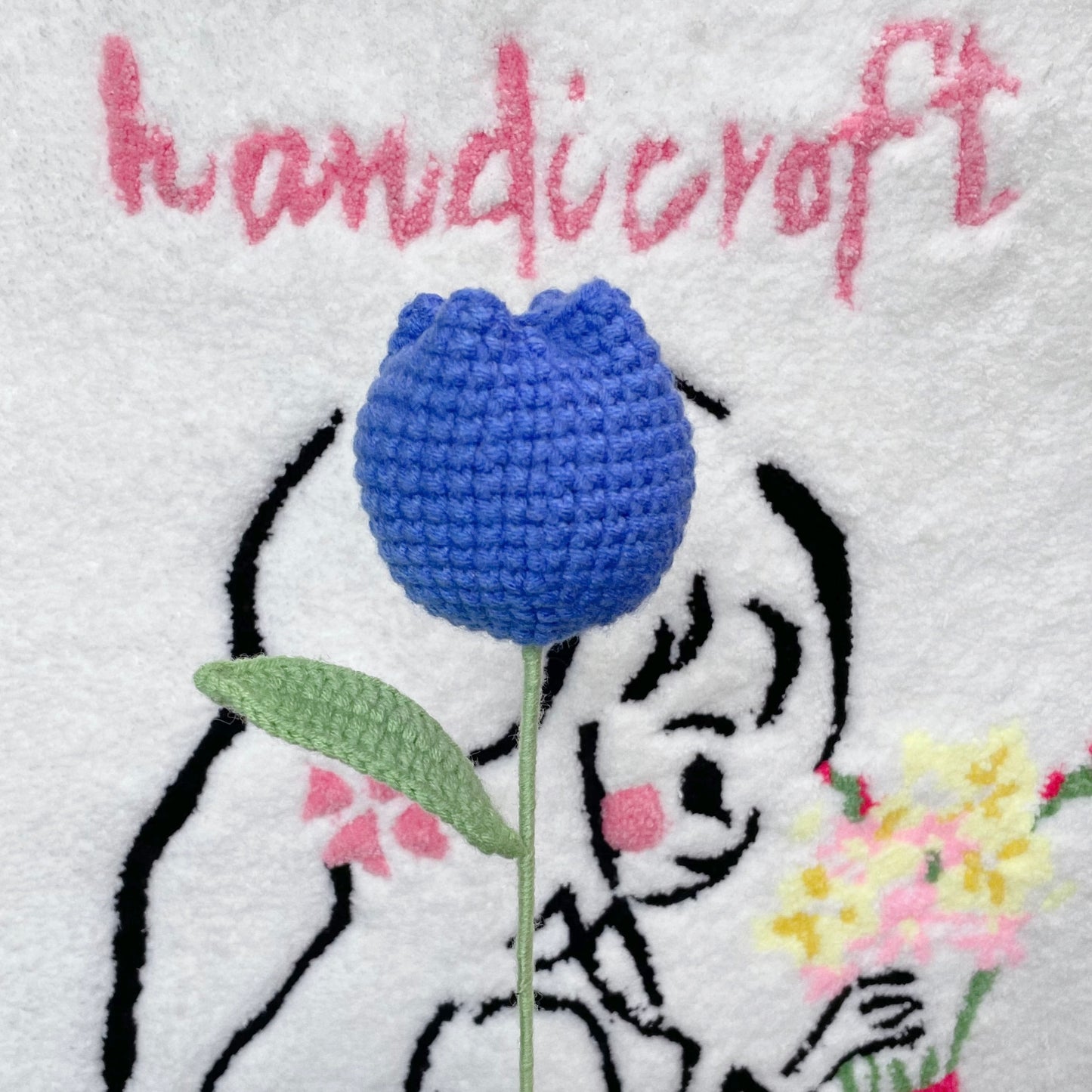 handicroft singapore handmade crochet flower single stalk chubby tulip in 11 colours dark blue