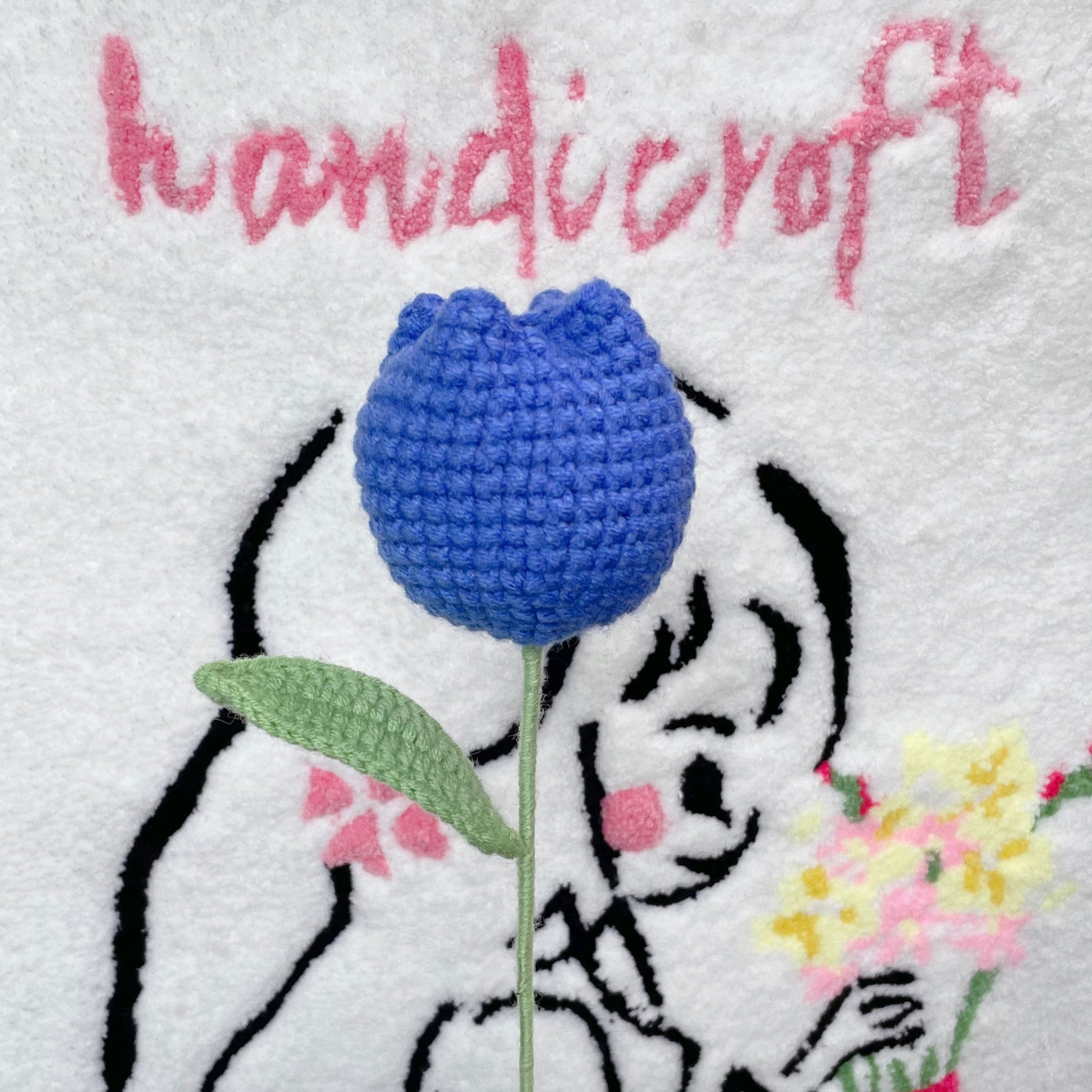 handicroft singapore handmade crochet flower single stalk chubby tulip in 11 colours dark blue