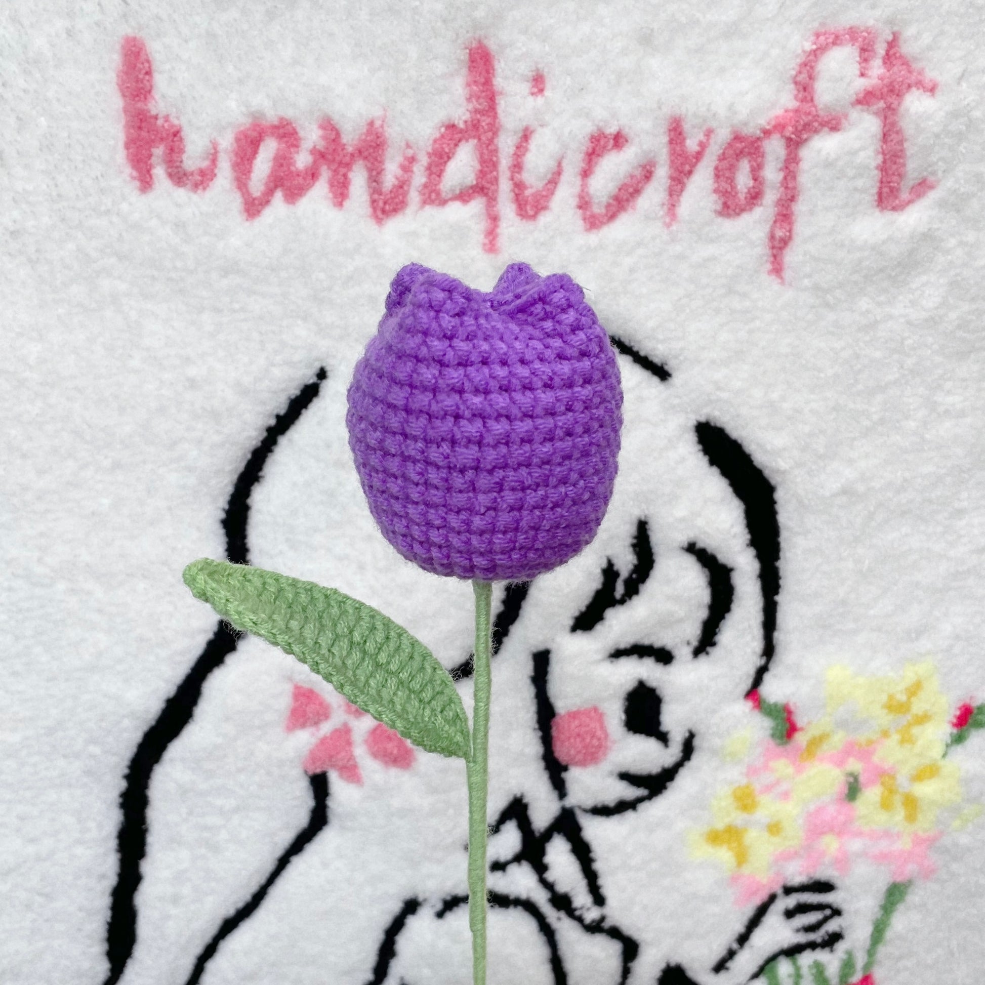 handicroft singapore handmade crochet flower single stalk chubby tulip in 11 colours dark purple