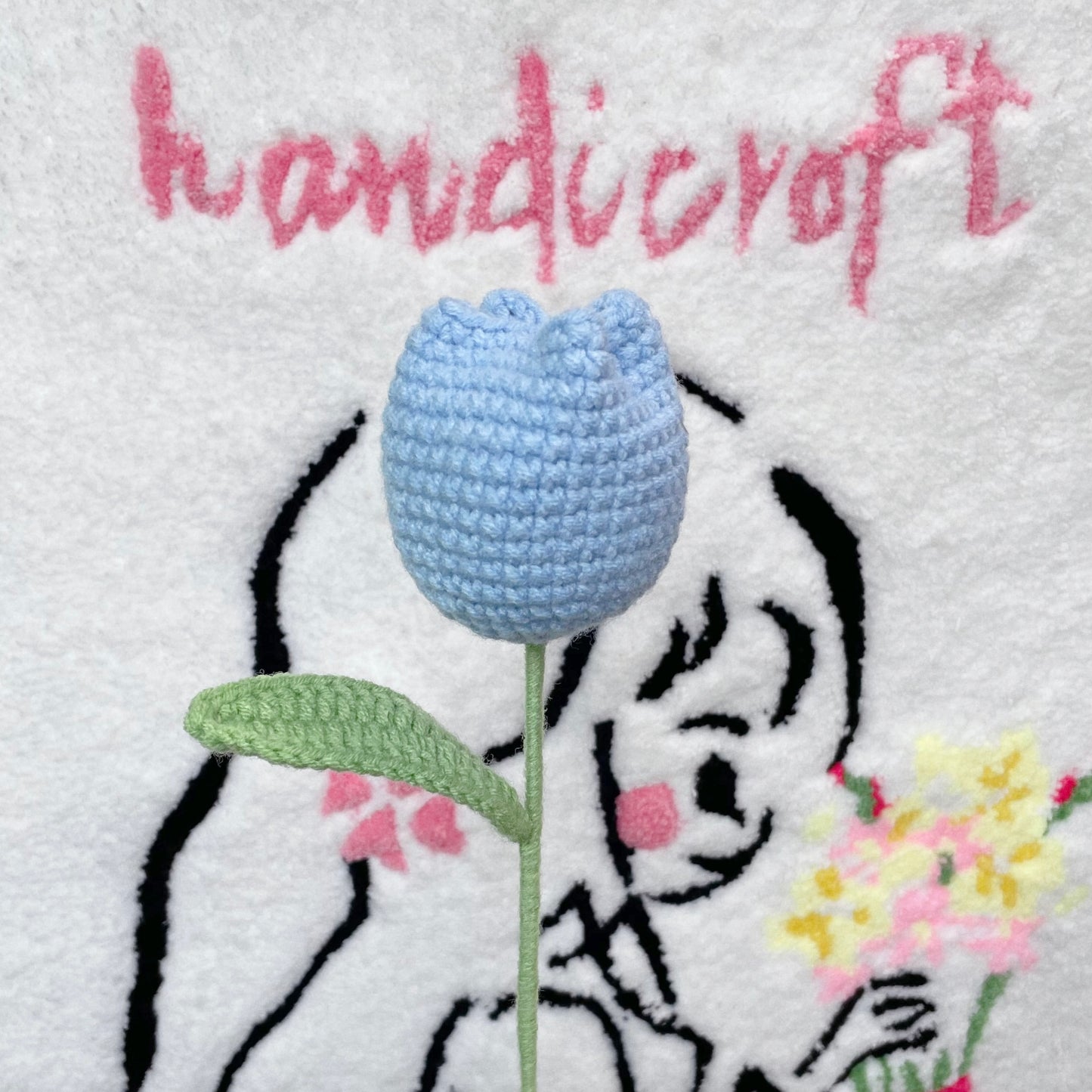 handicroft singapore handmade crochet flower single stalk chubby tulip in 11 colours light blue