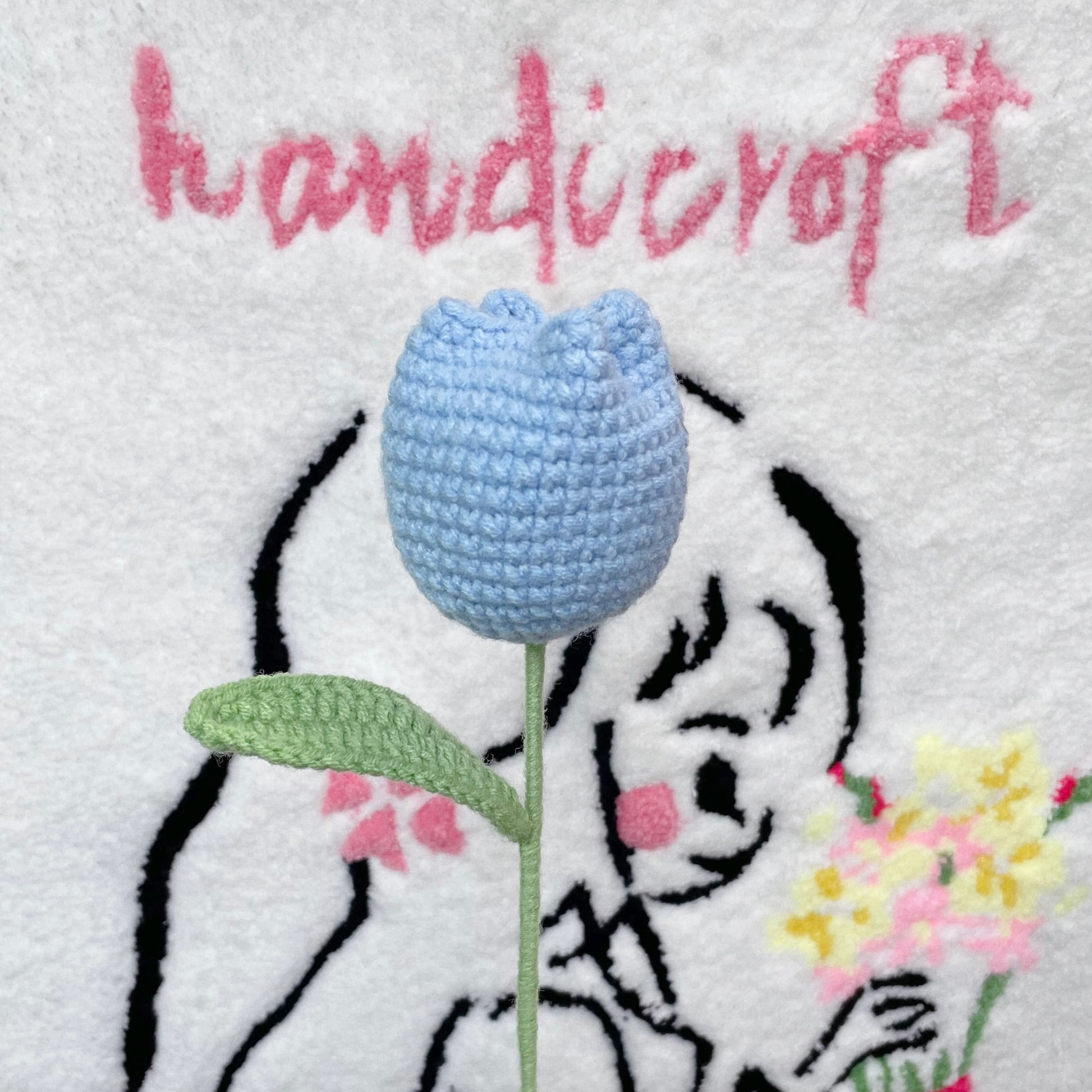 handicroft singapore handmade crochet flower single stalk chubby tulip in 11 colours light blue