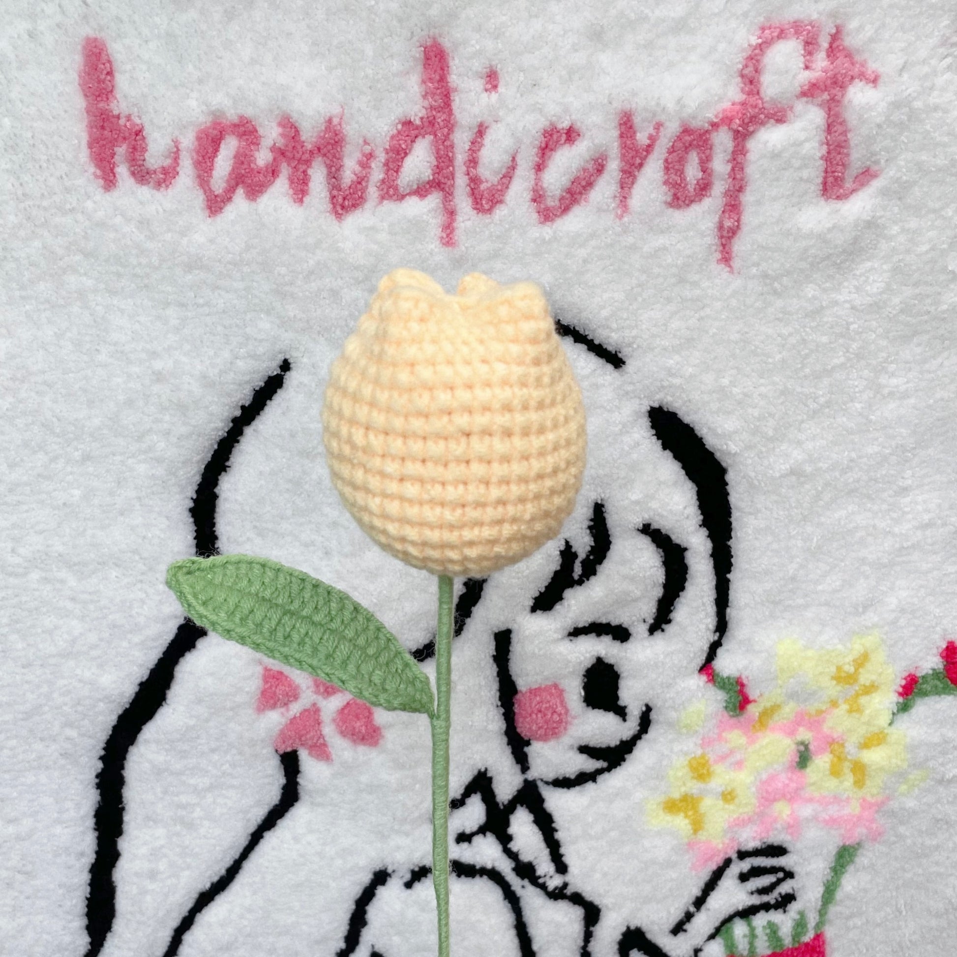handicroft singapore handmade crochet flower single stalk chubby tulip in 11 colours light orange
