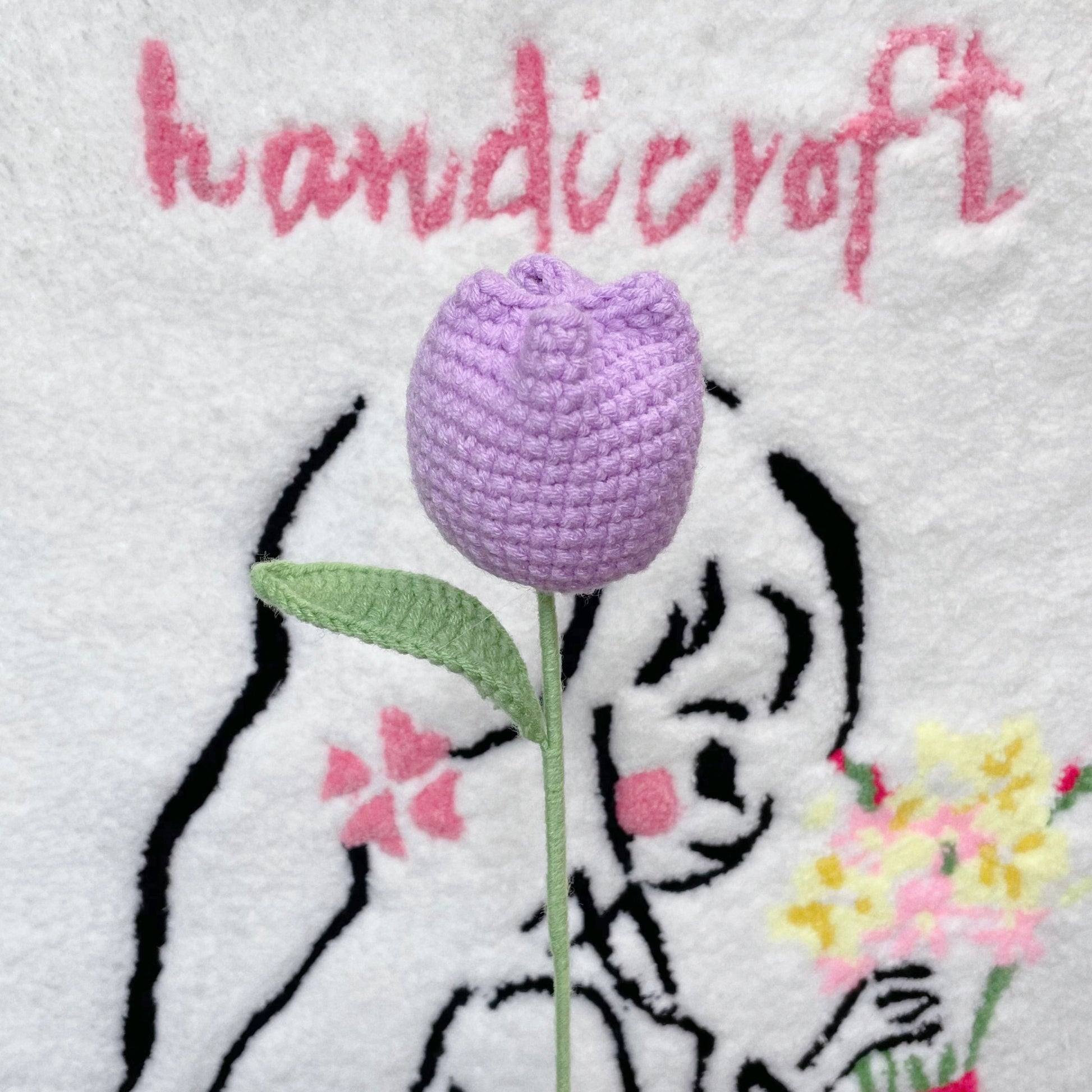 handicroft singapore handmade crochet flower single stalk chubby tulip in 11 colours light purple