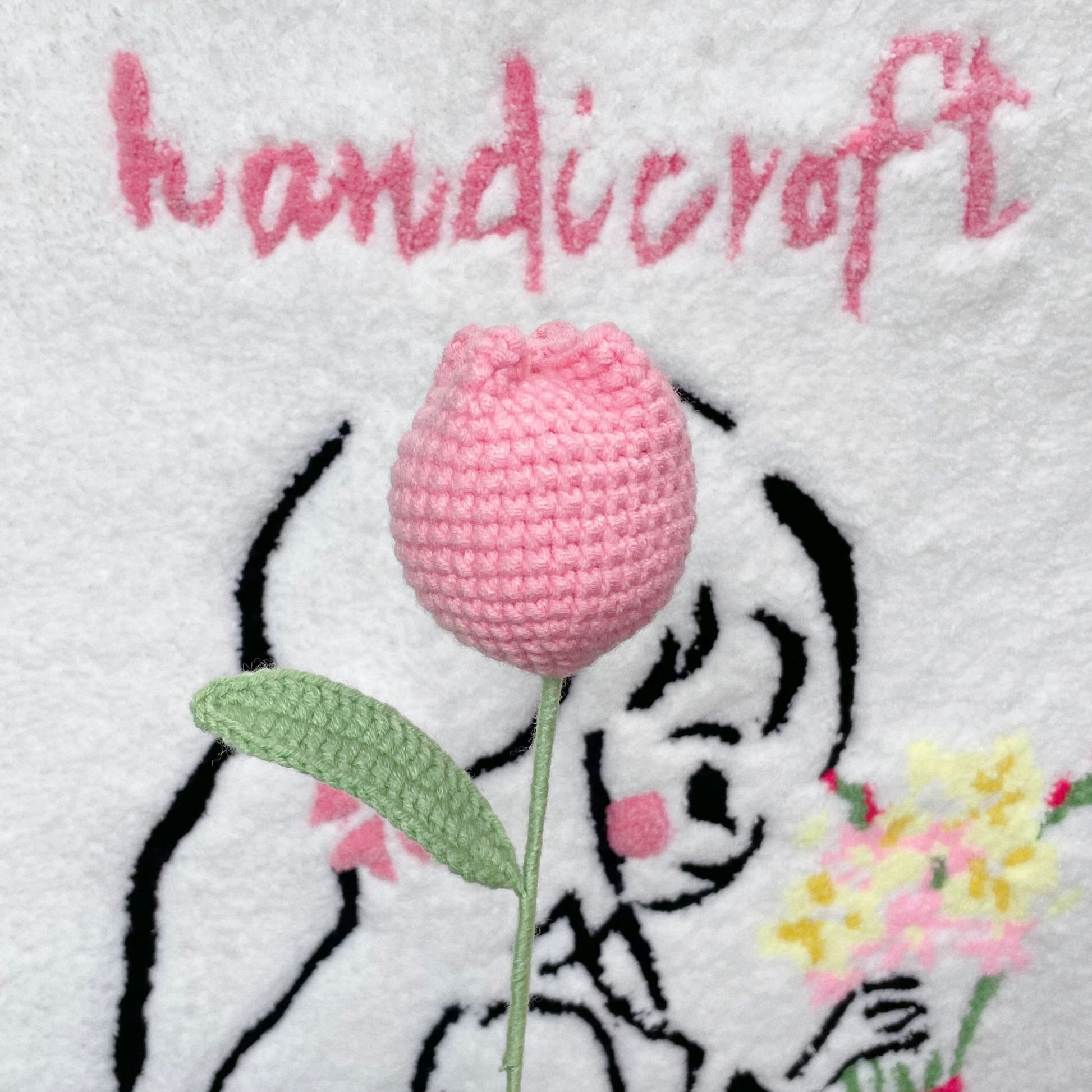handicroft singapore handmade crochet flower single stalk chubby tulip in 11 colours pink