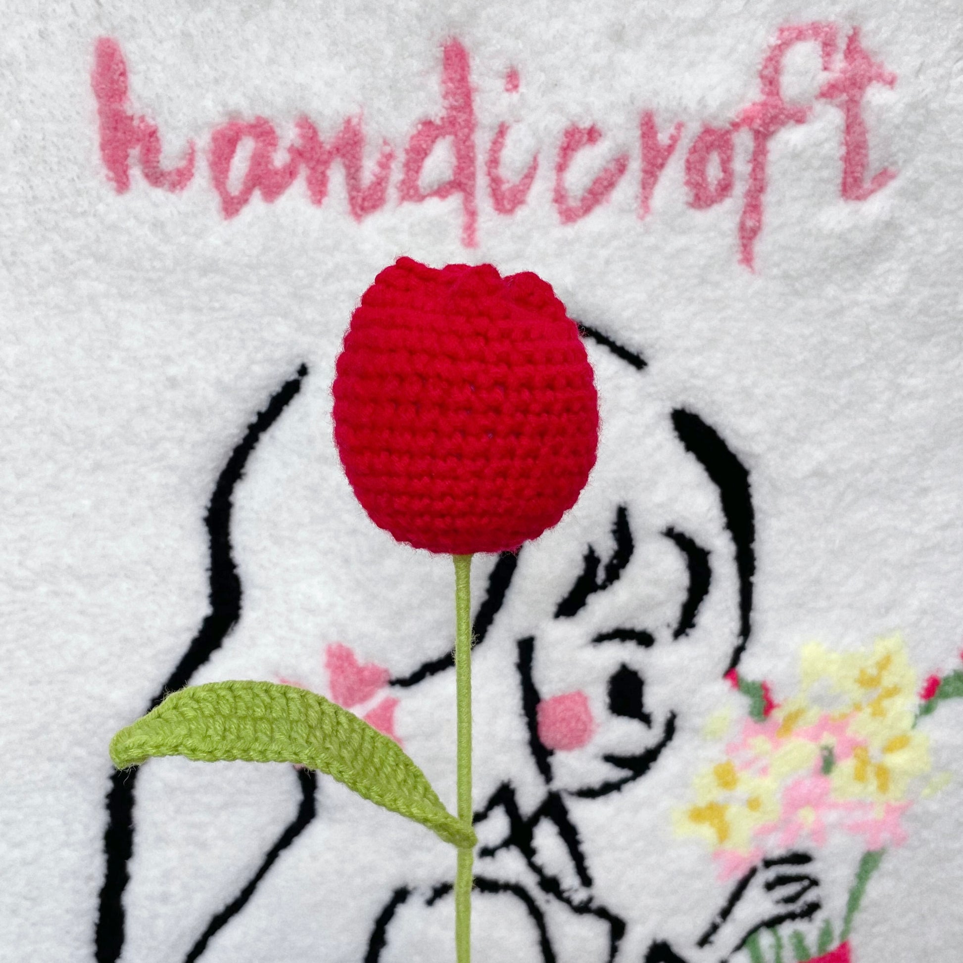 handicroft singapore handmade crochet flower single stalk chubby tulip in 11 colours red