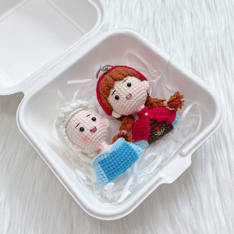 handicroft singapore handmade crochet frozen characters elsa anna princess amigurumi keychains