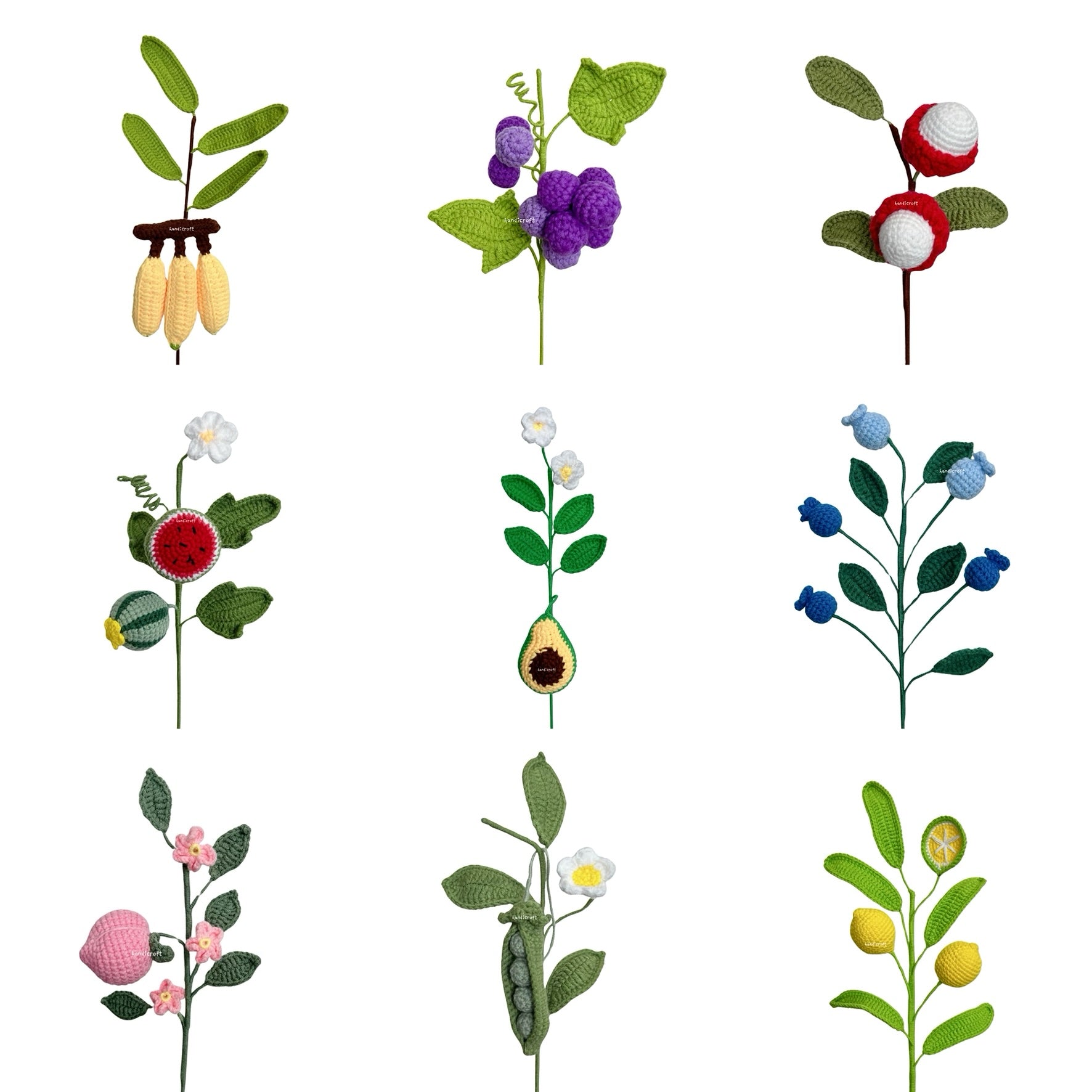handicroft singapore handmade crochet fruit veggie single stalk diy garden